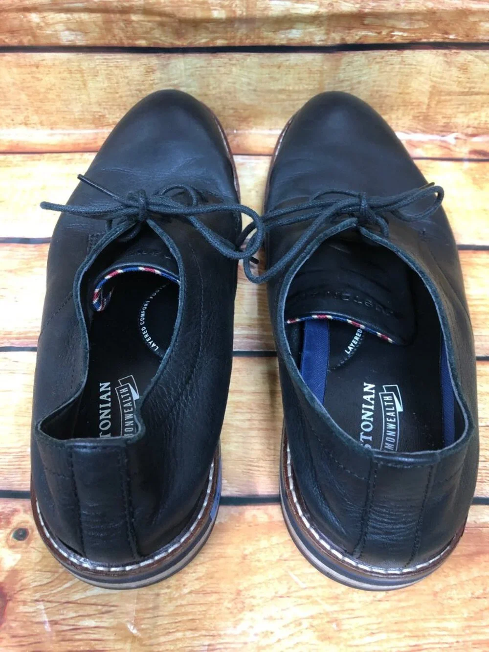 Bostonian Mens 9.5 M Black Leather Oxford Derby 4-eye Shoes